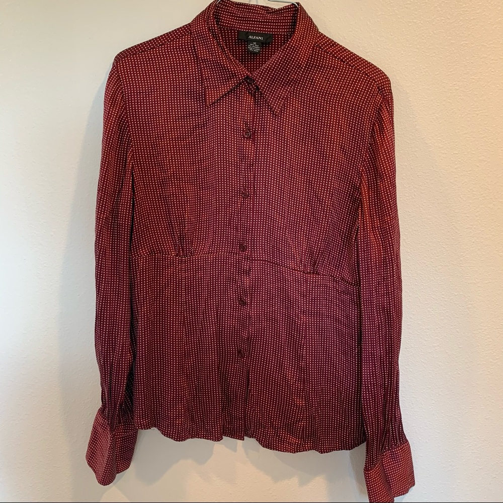 Maroon polka dot silky blouse HarryStylesInspired